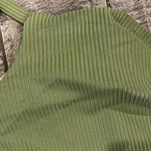 Olive ribbed swim top - Picture 2 of 4
